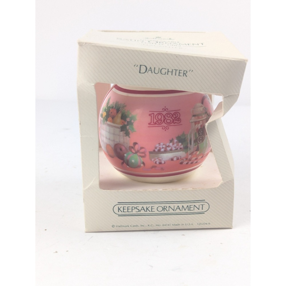 Vintage Hallmark Keepsake Unbreakable Ornament‎ 1982 DAUGHTER Girl Pink Ball